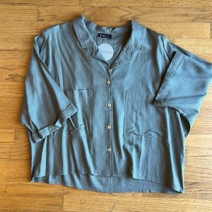 Sage green button down top